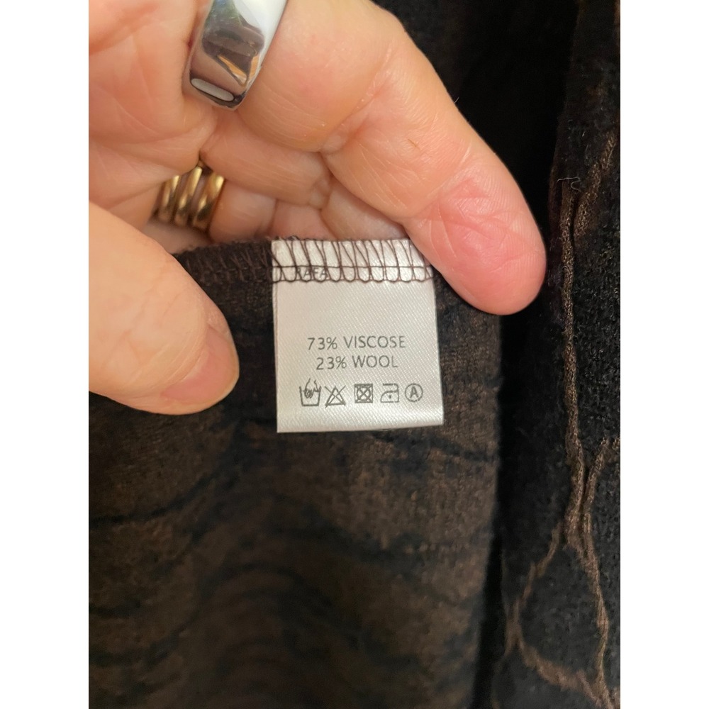 Klok Denmark Open Front Cardigan Abstract Brown Wool Blend Artful Minimalist | L - Picture 4 of 4